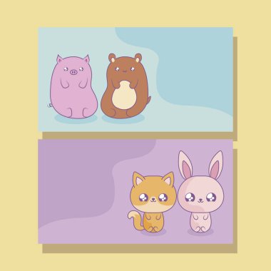 sevimli hayvanlar bebek kawaii tarzı grubu