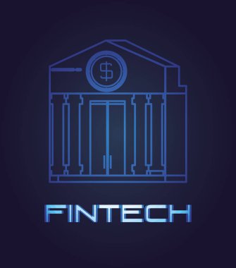 banka bina fintech simgesi vektör ilustration
