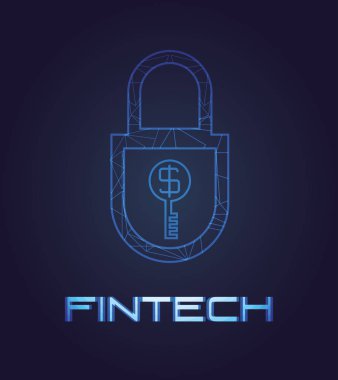 güvenlik asma kilit fintech simgesi vektör ilustration