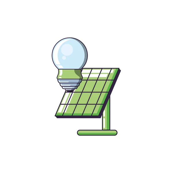 Saving bulb electric with solar panel energy — Stock Vector