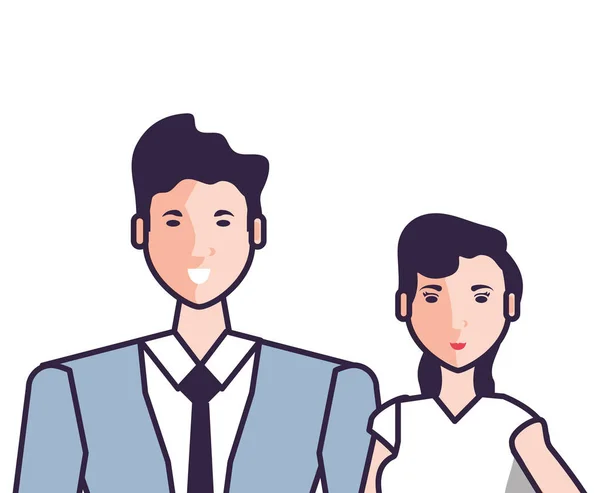 Business couple elegant avatar character — Stock Vector