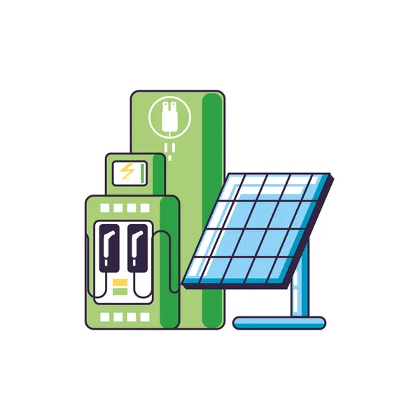 Panel solar con servicio de estación de energía eléctrica — Archivo Imágenes Vectoriales