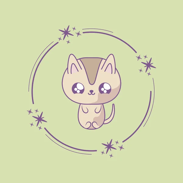Cute cat baby animal kawaii style — Stock Vector