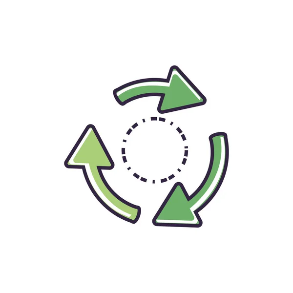 Săgețile de reciclare simbol icon izolat — Vector de stoc