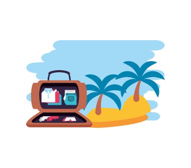 seyahat bavulu ile ada plaj