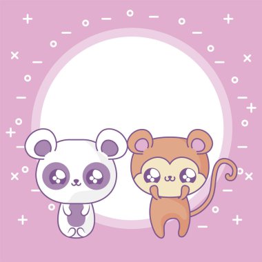 maymun bebek kawaii tarzı ile panda ayı