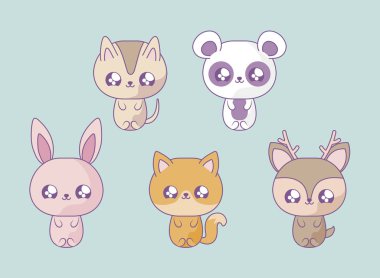 sevimli hayvanlar bebek kawaii tarzı grubu