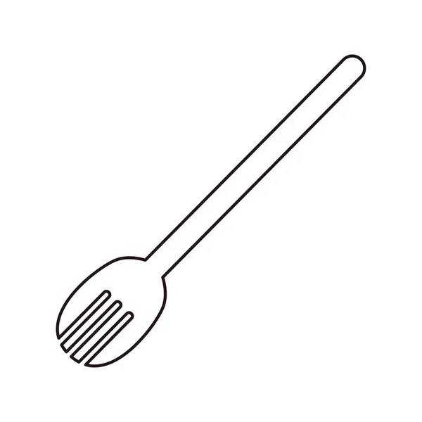 Ícone de cozinha garfo de madeira no fundo branco —  Vetores de Stock