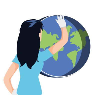 İzole gezegen ve kadın avatar tasarımı