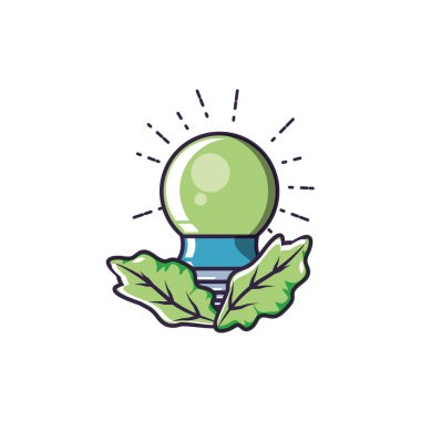 yapraklar doğa izole simgesi ile ampul tasarrufu