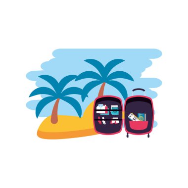 seyahat bavulu ile ada plaj