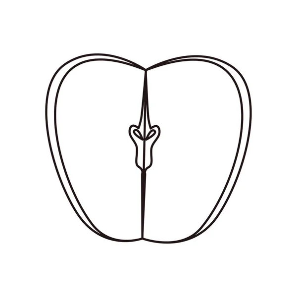 Apfelgeschnittenes Kochsymbol auf weißem Hintergrund — Stockvektor