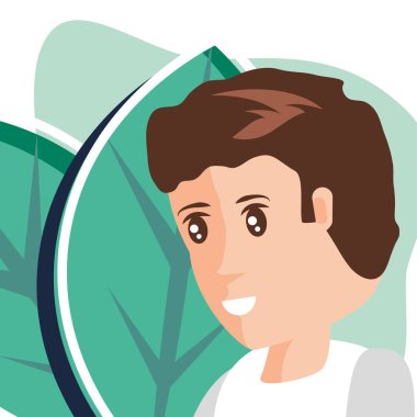 Yapraklar ve avatar adam tasarımı