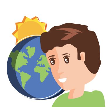 İzole gezegen ve insan avatar tasarımı