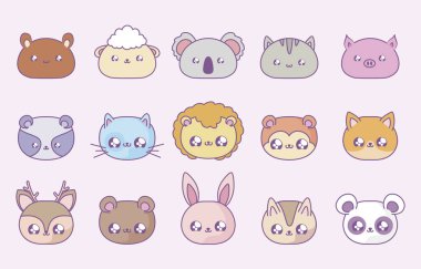 sevimli hayvanlar bebek kawaii tarzı grubu