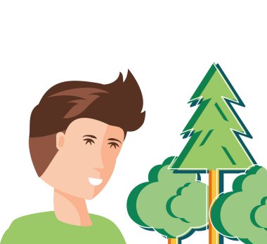 İzole ağaçlar ve insan avatar tasarımı