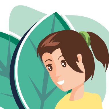 Yapraklar ve avatar kadın tasarımı