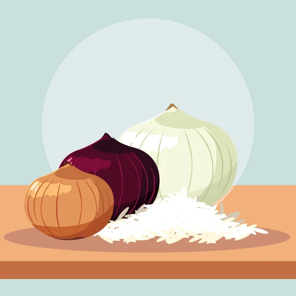 Σετ φρέσκου κρεμμυδιού λαχανικά — Διανυσματικό Αρχείο