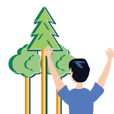 İzole ağaçlar ve insan avatar tasarımı