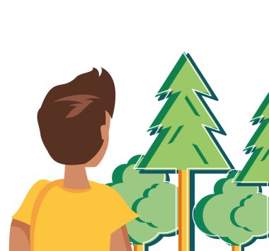 İzole ağaçlar ve insan avatar tasarımı