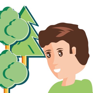 İzole ağaçlar ve insan avatar tasarımı