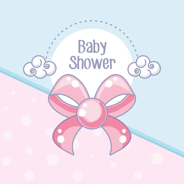 Baby-Duschkarte mit Schleife Dekoration — Stockvektor