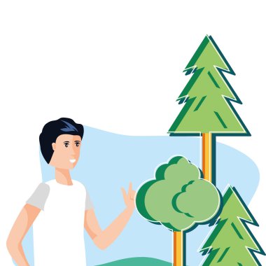 İzole ağaçlar ve insan avatar tasarımı