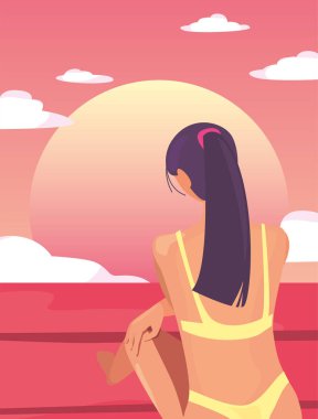 kadın yaz zaman tatil tasarım