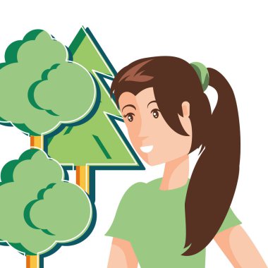 İzole ağaçlar ve kadın avatar tasarımı