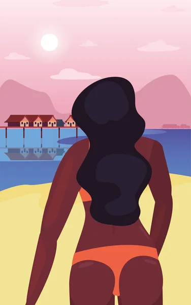 Femme vacances d'été conception — Image vectorielle