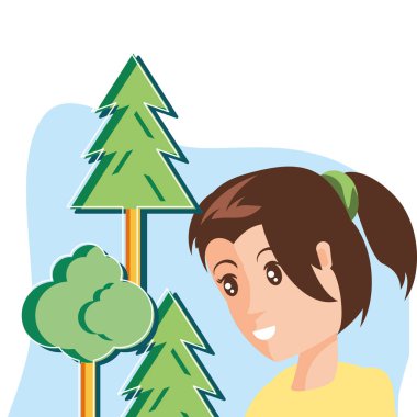 İzole ağaçlar ve kadın avatar tasarımı