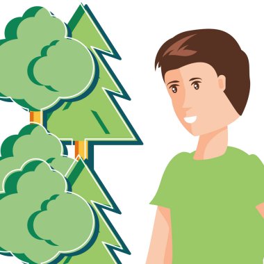 İzole ağaçlar ve insan avatar tasarımı