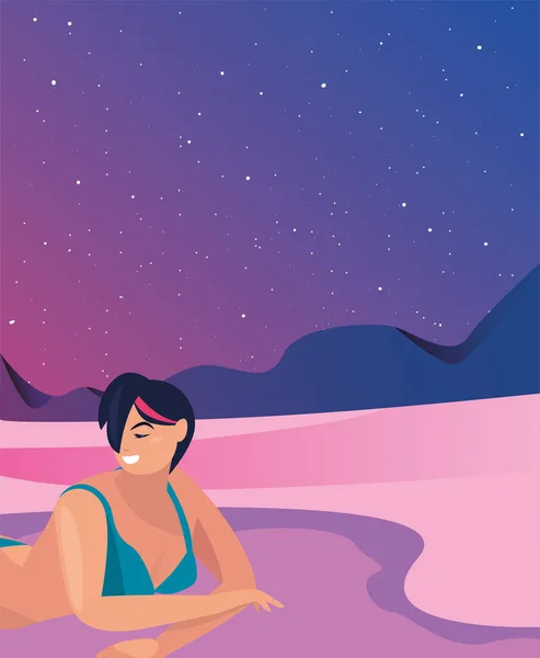 Mujer verano vacaciones diseño — Archivo Imágenes Vectoriales