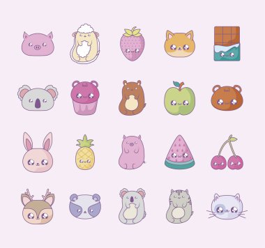 sevimli set simgeler tarzı Kawaii