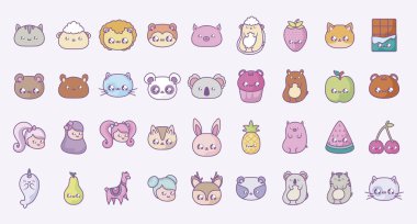 sevimli set simgeler tarzı Kawaii