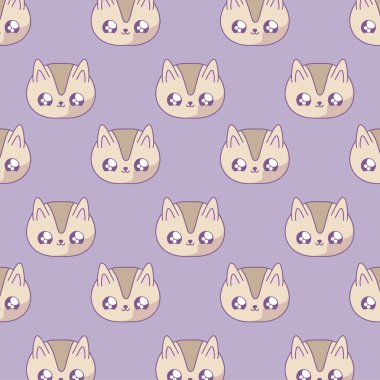 kafaları sevimli kedi bebek kawaii tarzı desen