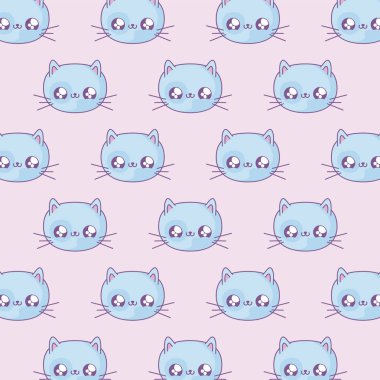 kafaları sevimli kedi bebek kawaii tarzı desen