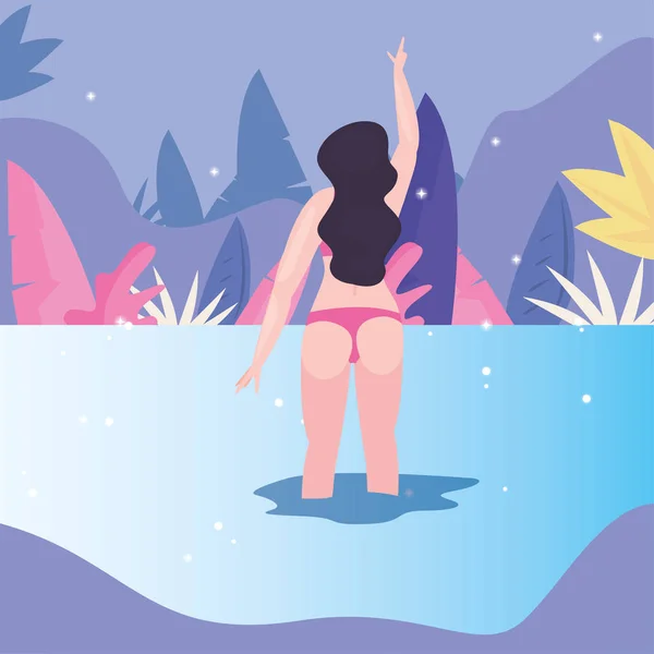Vrouw zomertijd vakantie design — Stockvector