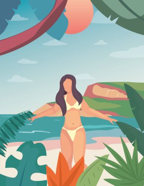 kadın yaz zaman tatil tasarım