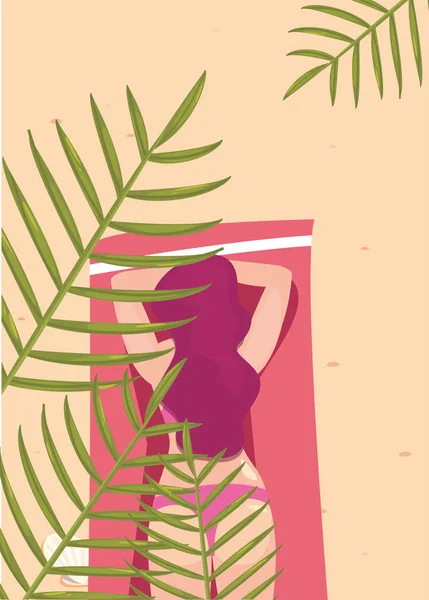 Mujer verano vacaciones diseño — Vector de stock