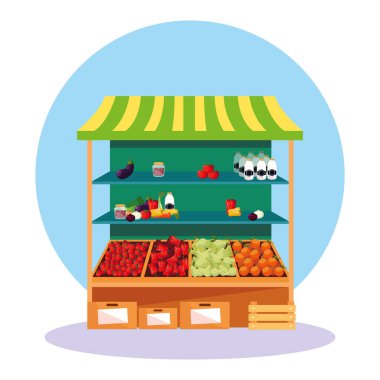 mağaza sebze ve meyve tezgah kiosk