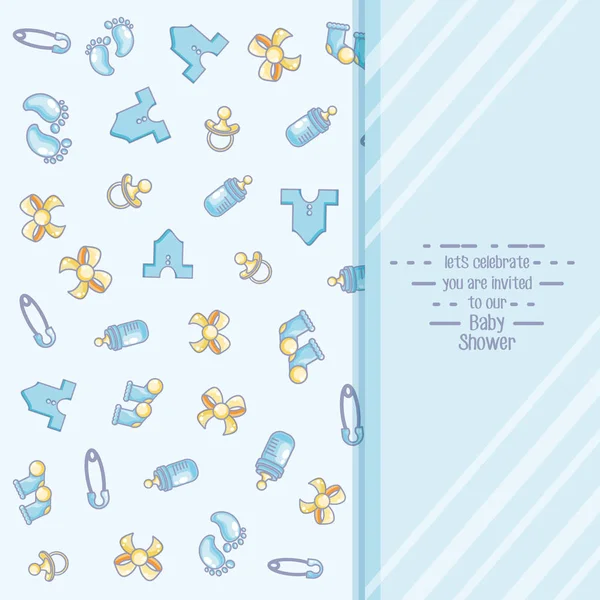 Carte de douche bébé avec motif d'objets pour enfants — Image vectorielle