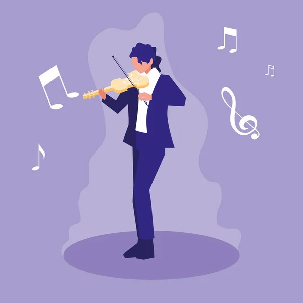 Man spelar fiol musiker karaktär — Stock vektor