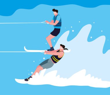 su kayağı yapan genç erkekler