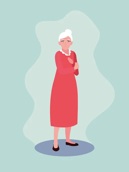 Old woman with dress avatar character — Stock Vector