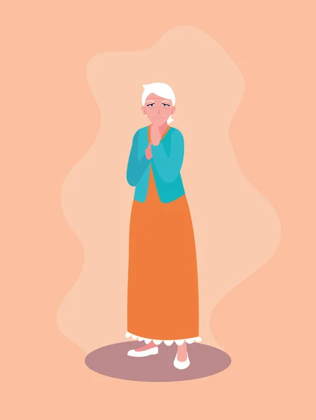 Bonito velha mulher avatar personagem — Vetor de Stock