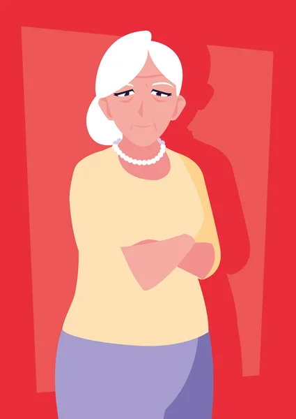 Roztomilý starý žena avatar charakter — Stockový vektor