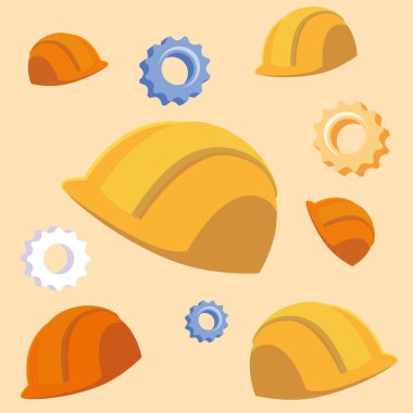 pattern of helmets security with gears clipart
