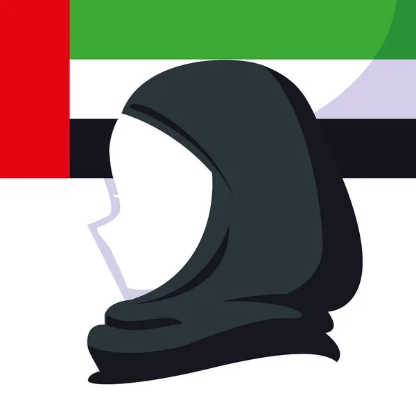 Cartel del día de las mujeres emirati con silueta de perfil — Vector de stock