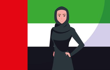 kadın ve bayrak ile emirati kadın günü afiş